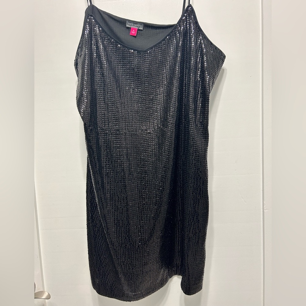 Vince Camuto Black Sequin Slip Dress
